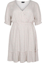 Gebloemde viscose jurk met korte mouwen, White Ditsy AOP
