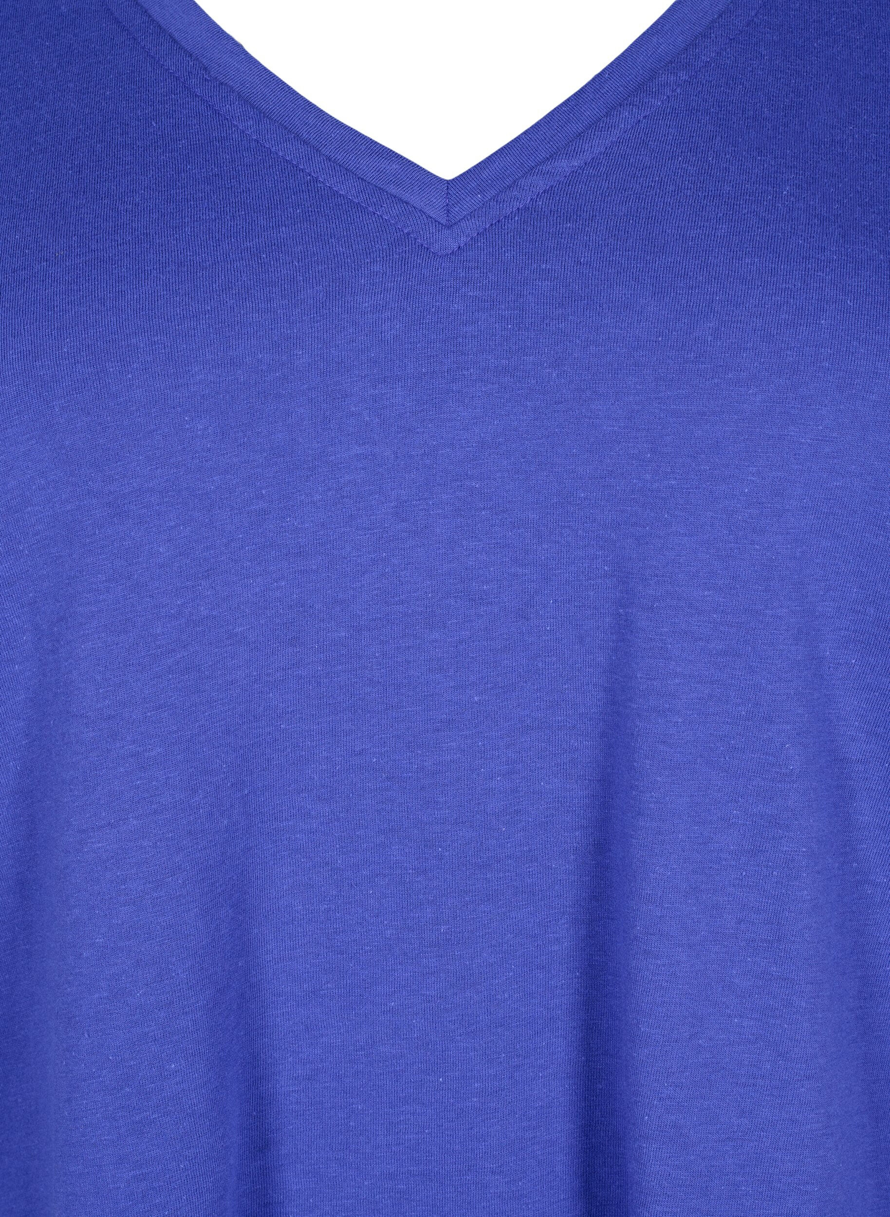 Zizzi FLASH - T-shirt met v-hals, Royal Blue, Packshot image number 2