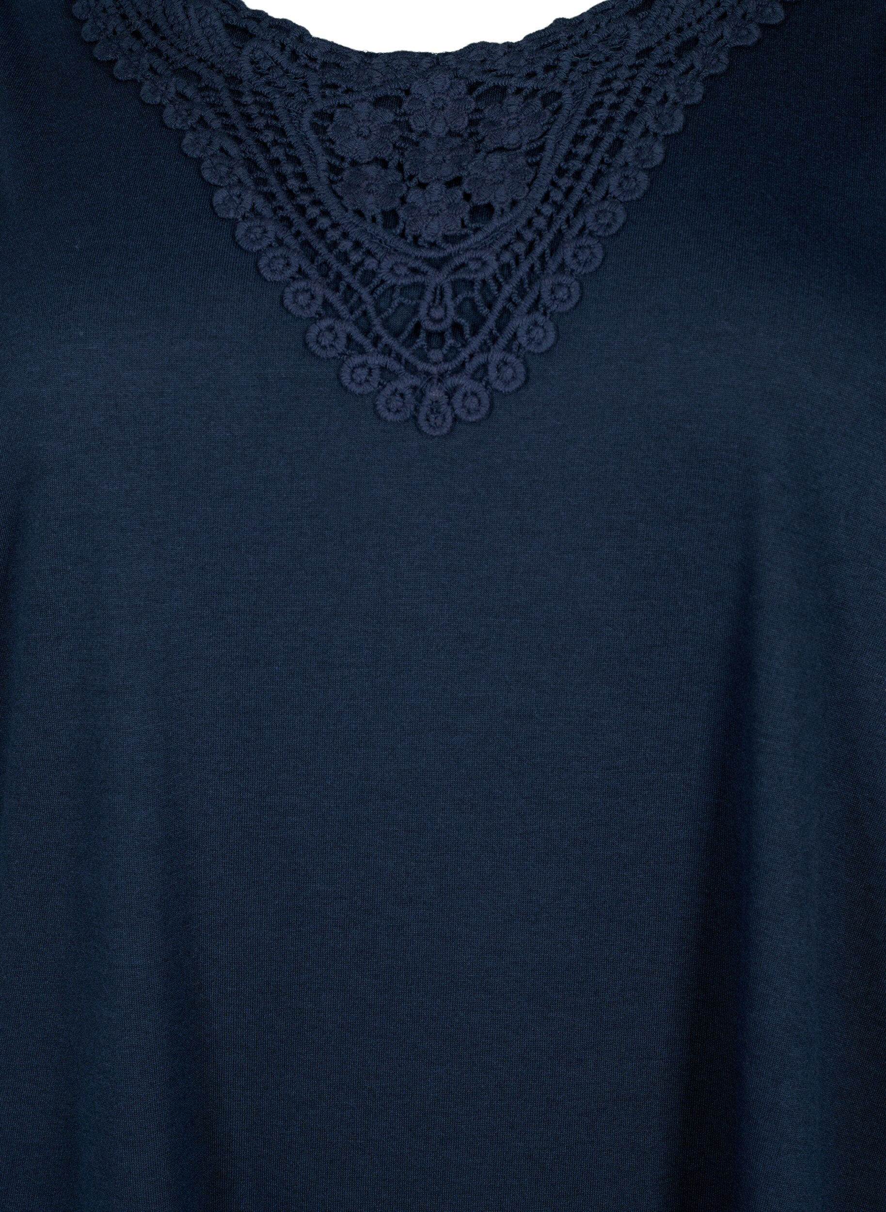 Zizzi Mouwloos top met kant, Total Eclipse, Packshot image number 2