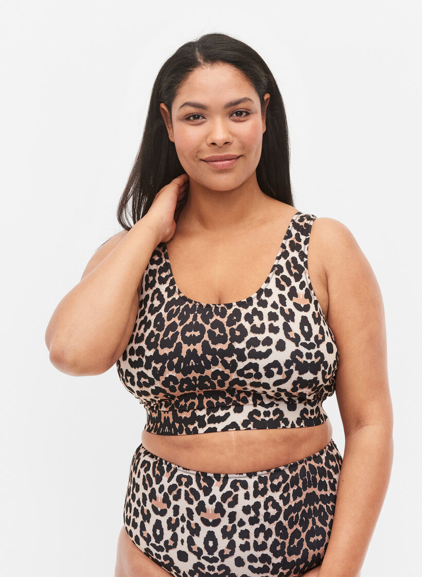 Bikinitop met print en ronde hals, Leo, Model image number 0