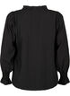 Lange-mouwen viscose blouse met ruche details, Black, Packshot image number 1