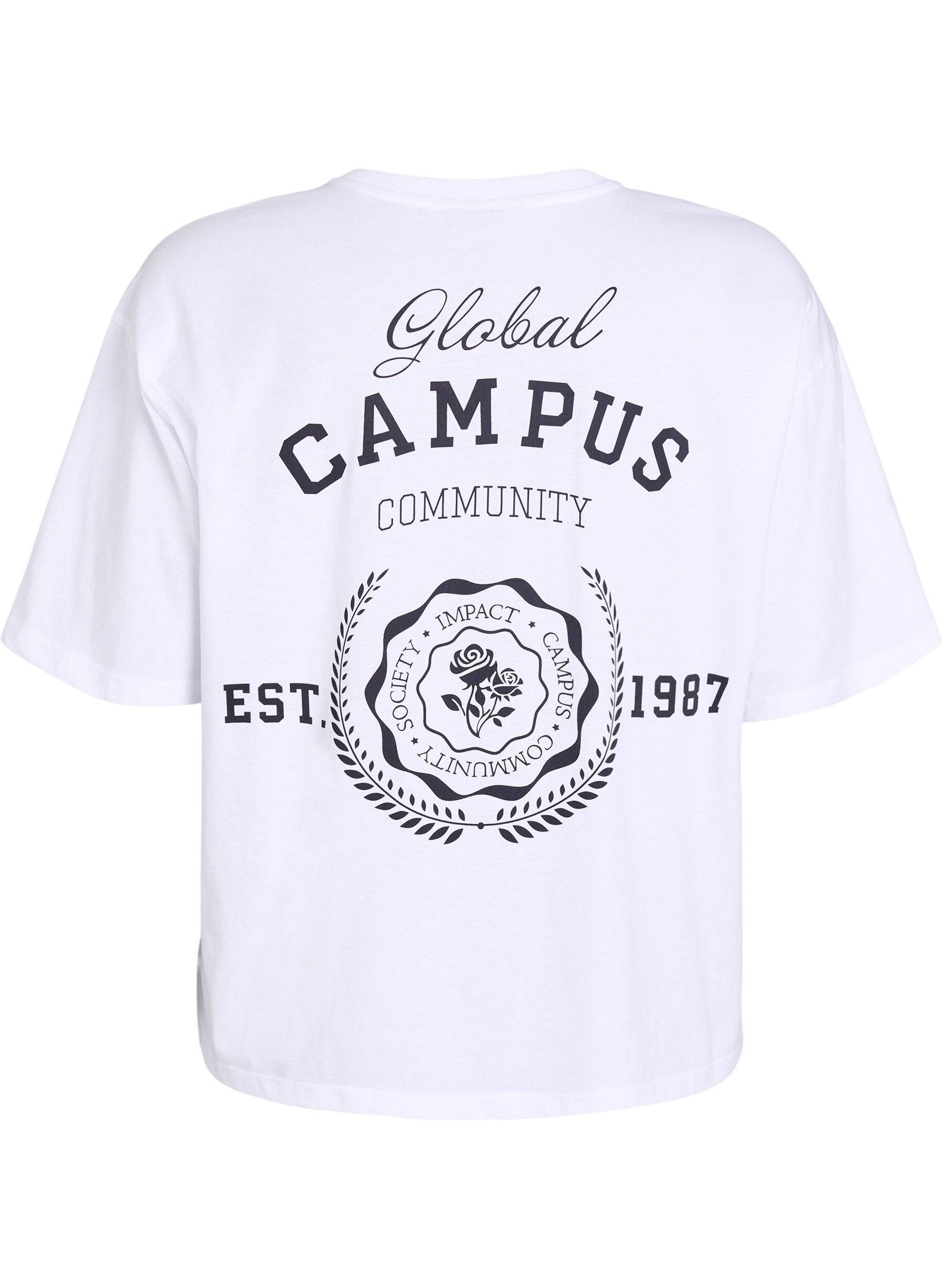 Zizzi Oversized T-shirt met rugprint, Wit, Packshot image number 1