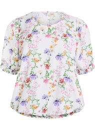 Bloemenblouse met smok, Roze
