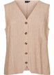 Gestreepte vest in linnen en viscose, Beige, Packshot image number 0