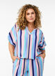 Blouse van viscose met strepen en korte mouwen, Blauw, Model image number 0