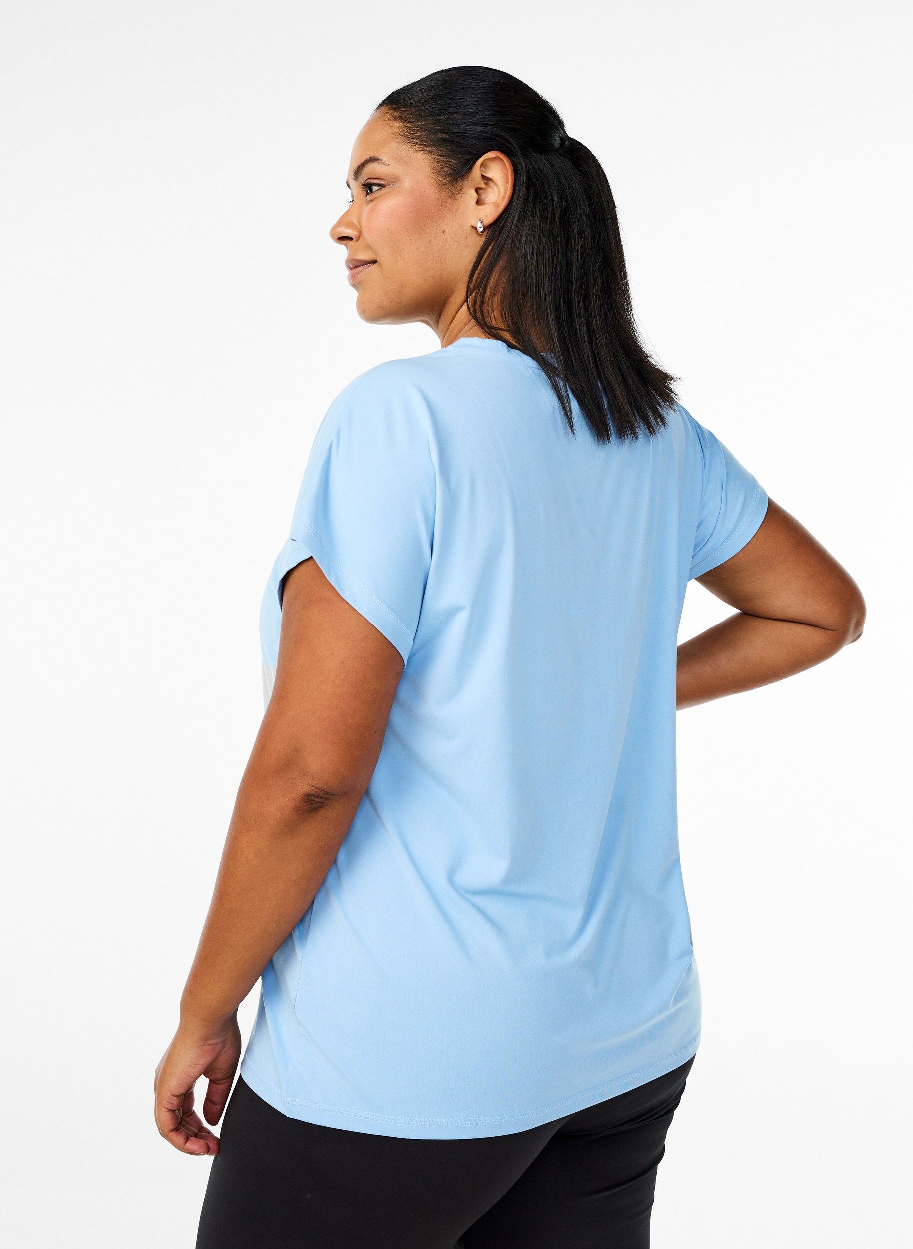 Zizzi Effen gekleurd T-shirt voor sporten, Blauw, Model image number 2