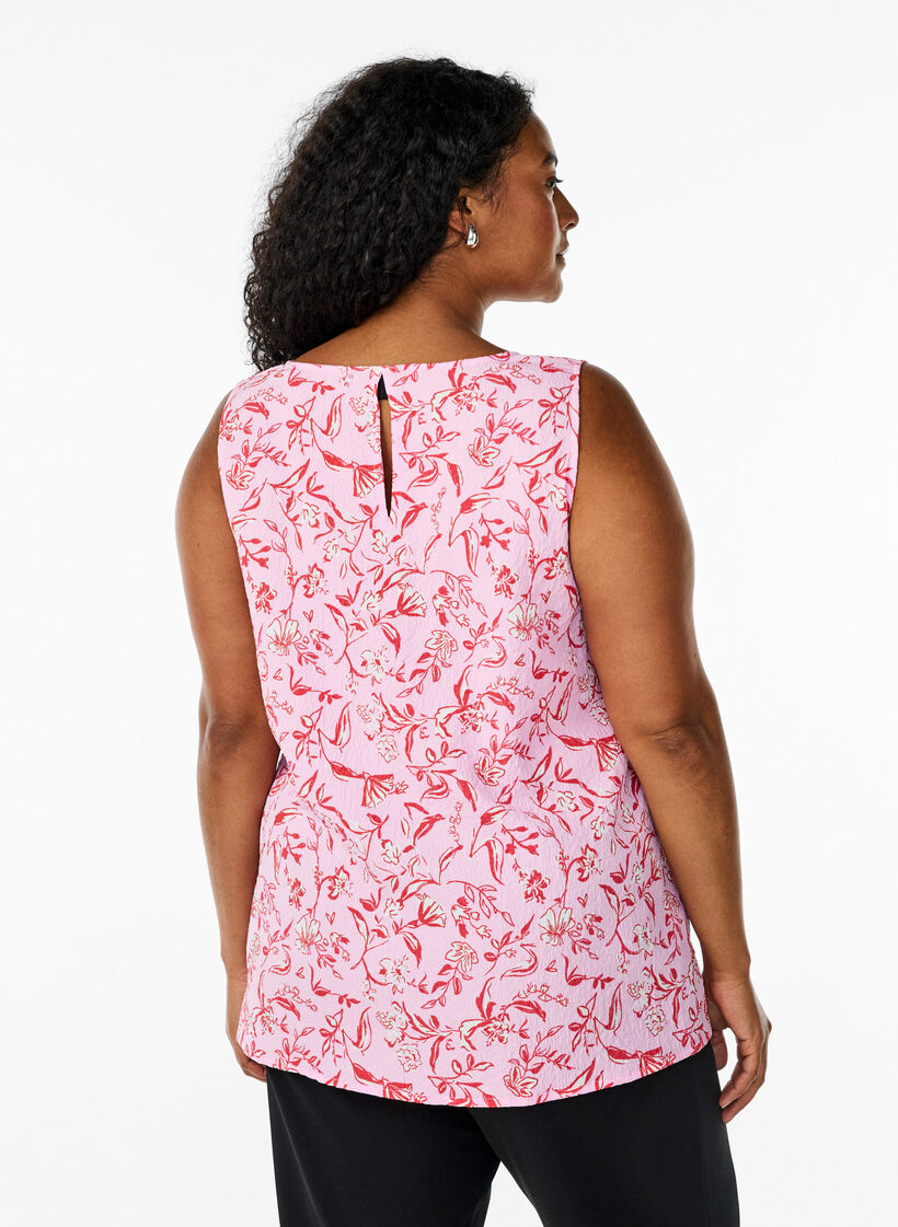 Mouwloze top met textuur, Rood, Model image number 2