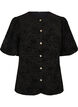 Blouse met bloemenpatroon en ballonmouwen, Zwart, Packshot image number 0