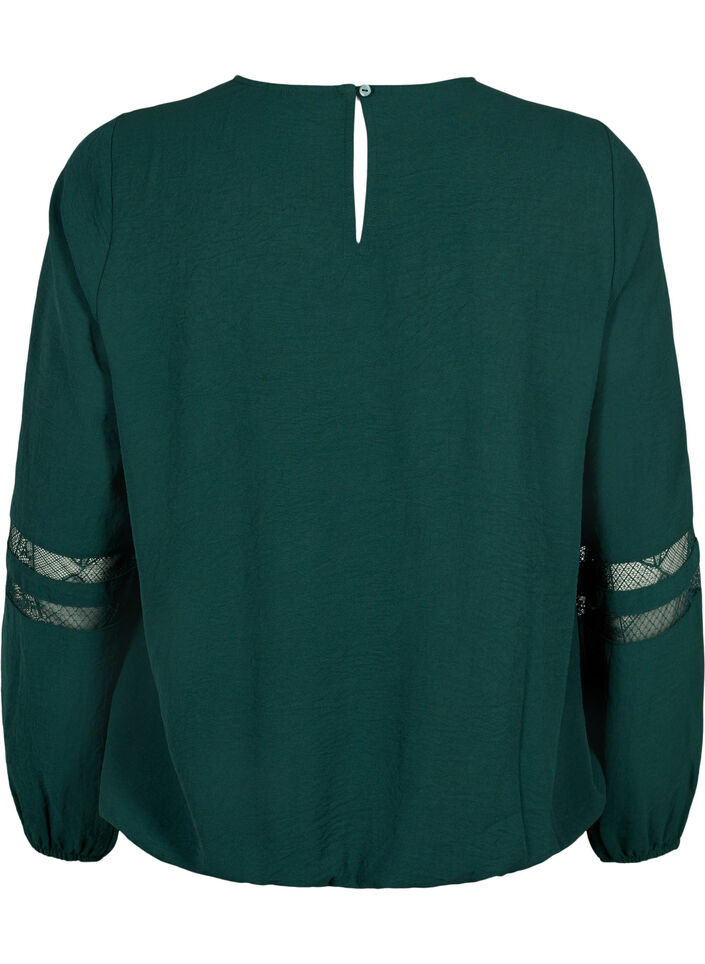 Blouse met lange mouwen en kant, Scarab, Packshot image number 1