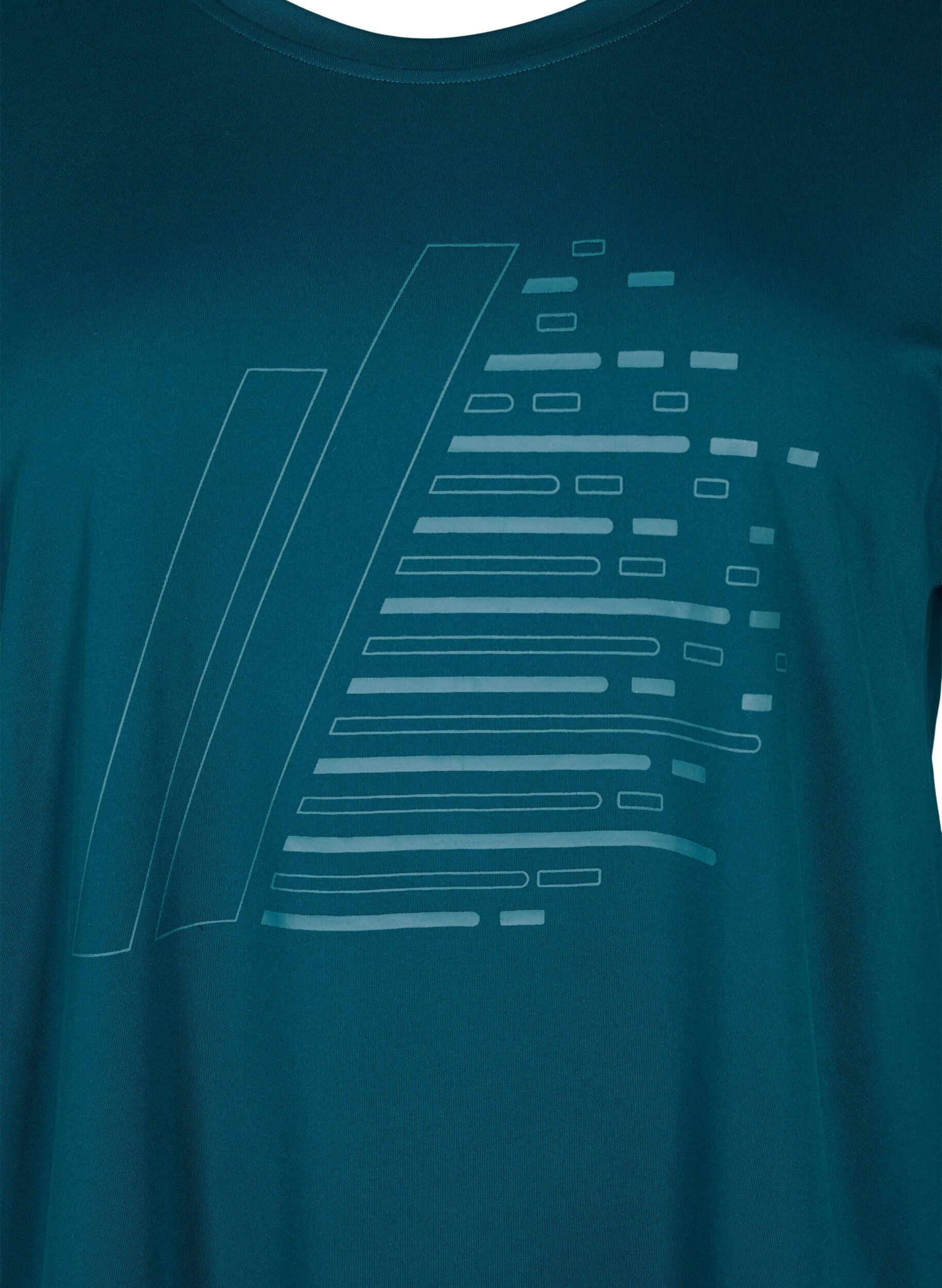 Zizzi Trainings-T-shirt met korte mouwen en print, Deep Teal/Pacific, Packshot image number 2