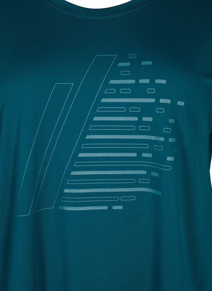 Trainings-T-shirt met korte mouwen en print, Deep Teal/Pacific, Packshot image number 2