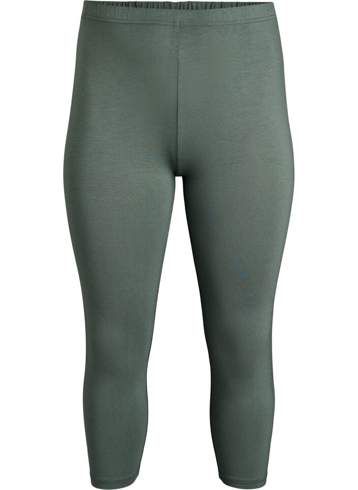 Basic 3/4 legging in viscose, Groen, Packshot image number 0