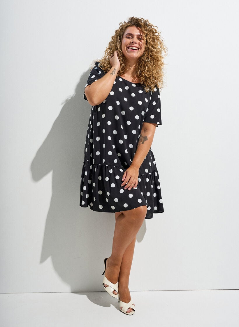 Jurk van viscose met coupenaad, Zwart, Image image number 0