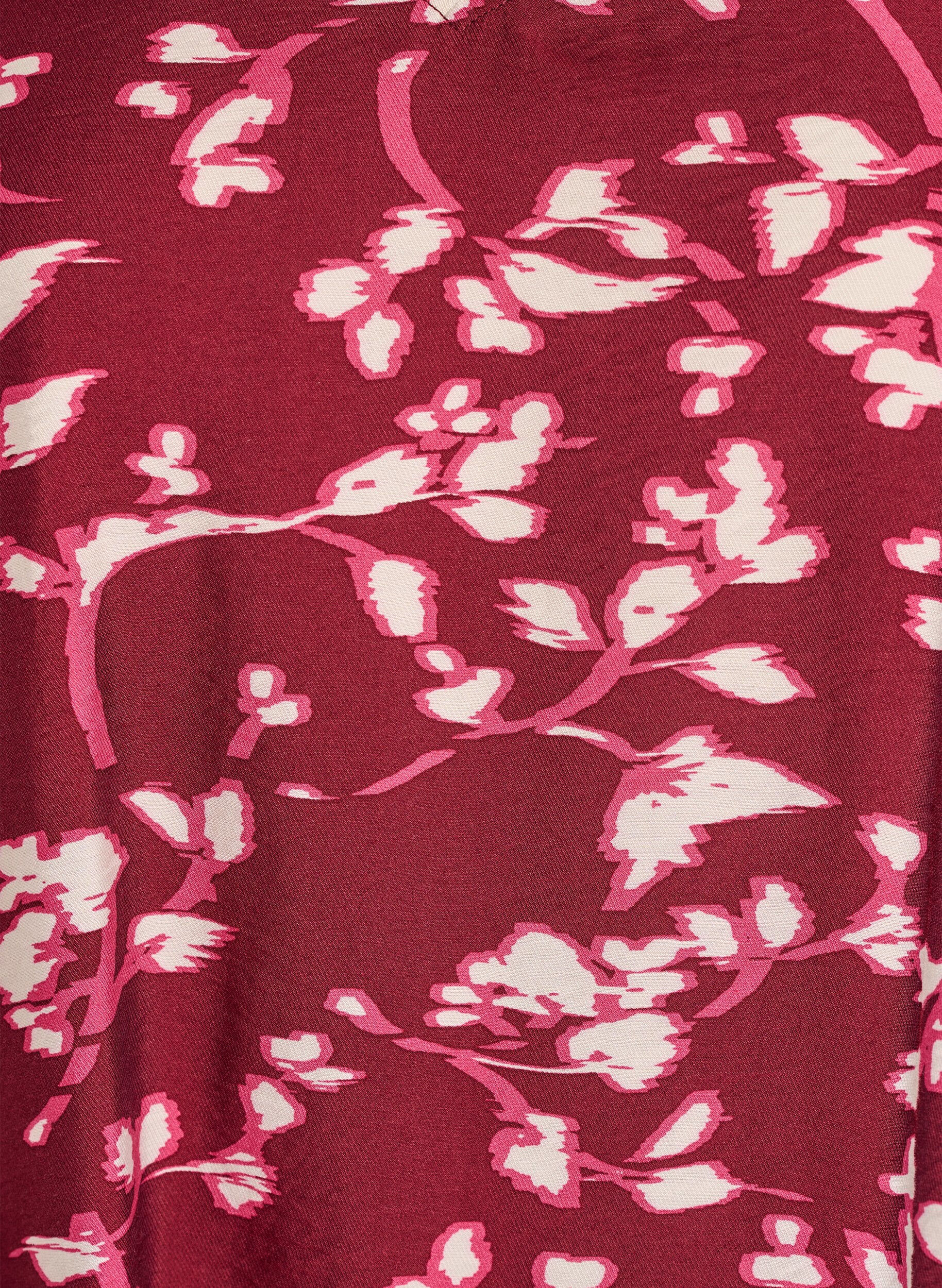 Zizzi Blouse met V-hals en 3/4-mouwen, Rood, Packshot image number 2