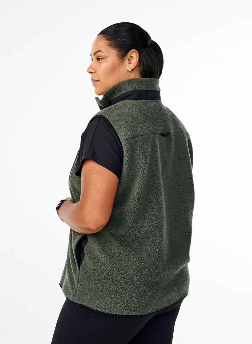 Sportieve teddy bodywarmer met zakken, Thyme, Model image number 1