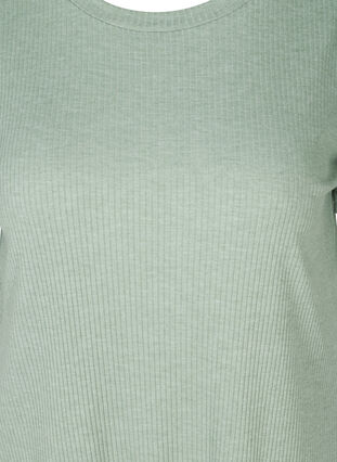 T-shirt met korte mouwen in rib en viscosemix, Lily Pad, Packshot image number 2