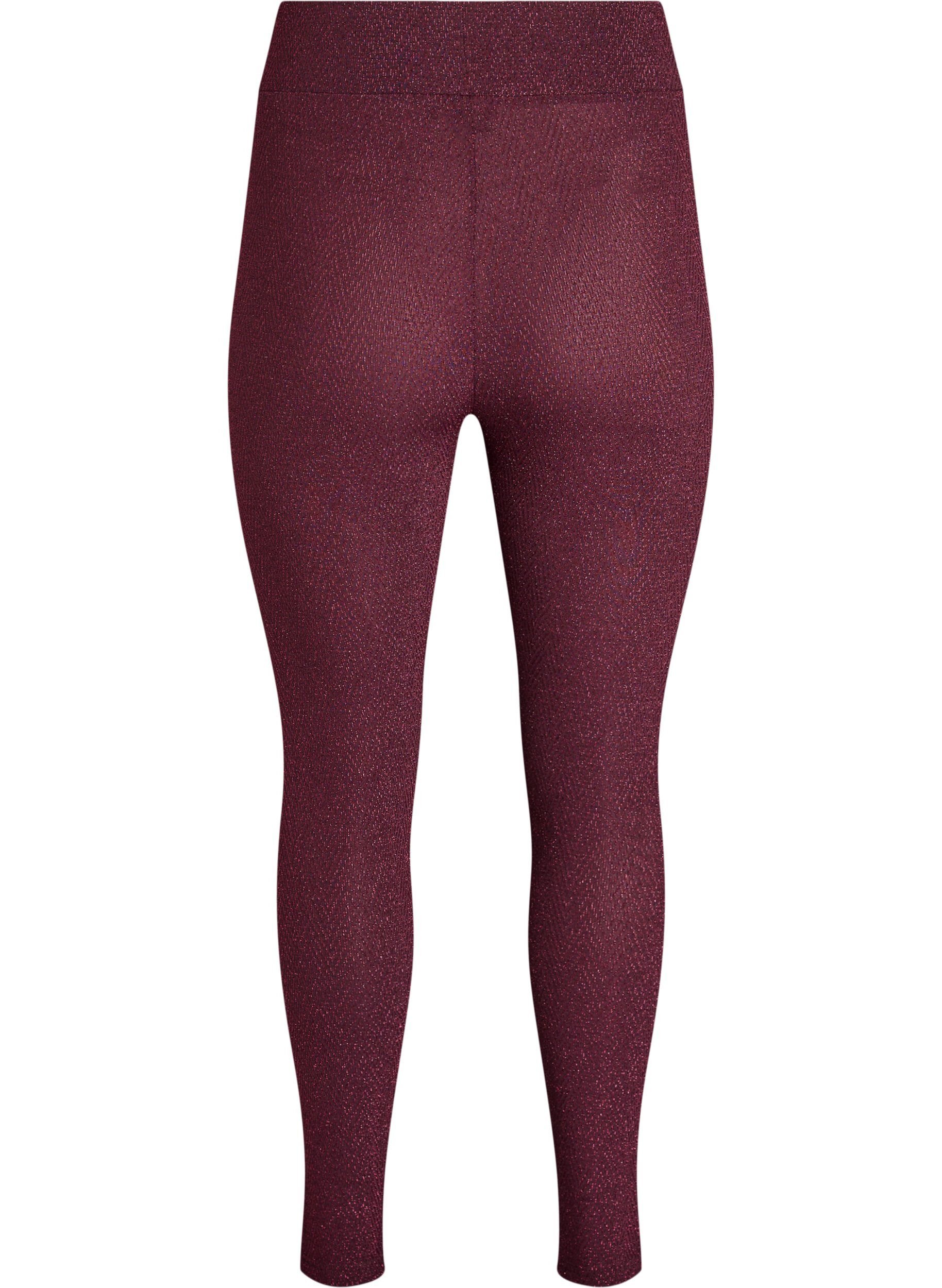 Zizzi Glitterpatroon leggings, Donker Bordeaux, Packshot image number 1