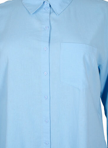 Long shirt in linen-viscose blend, Chambray Blue, Packshot image number 2