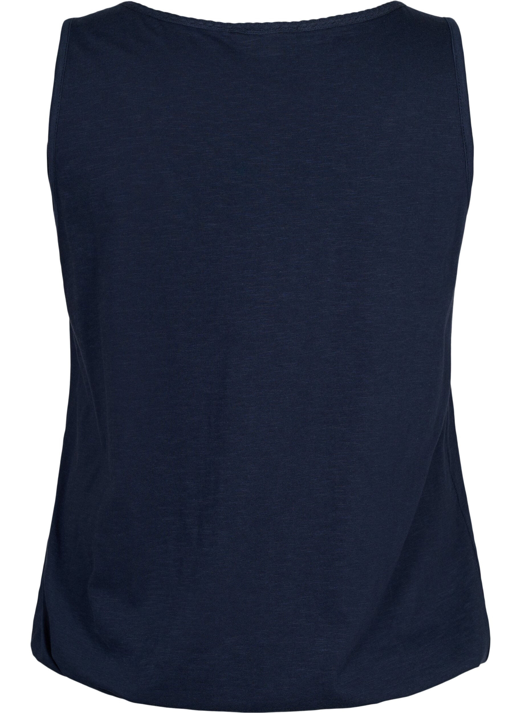 Zizzi Katoenen top met kanten rand, Navy Blazer, Packshot image number 1