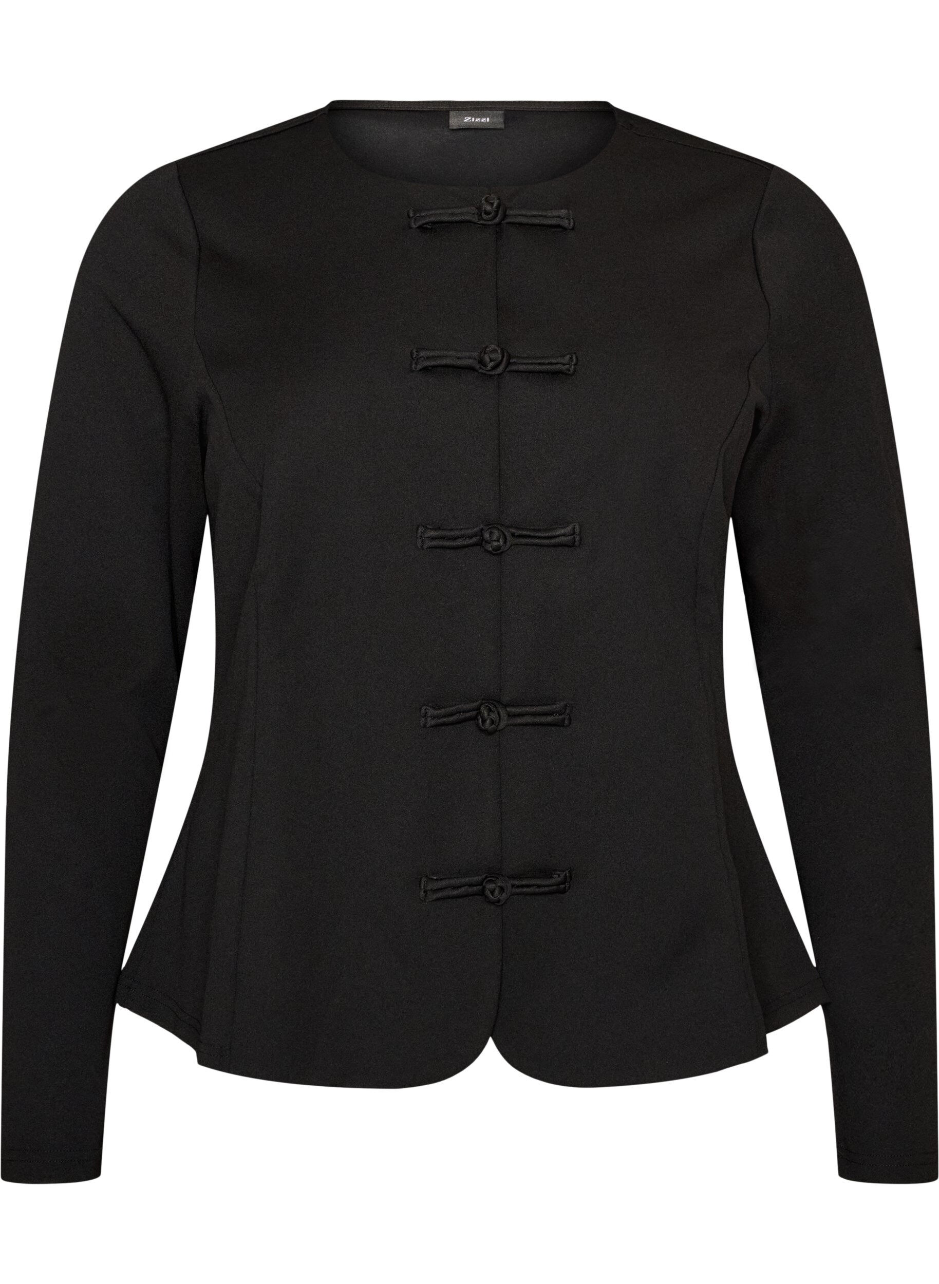 ZizziStrakzittend cardigan met knoopsluitingen, Zwart, Packshot image number 0