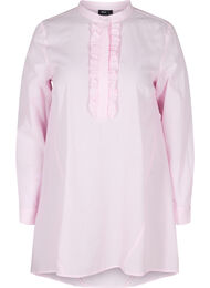 Katoenen blouse met strepen en ruches, Pink Stripe