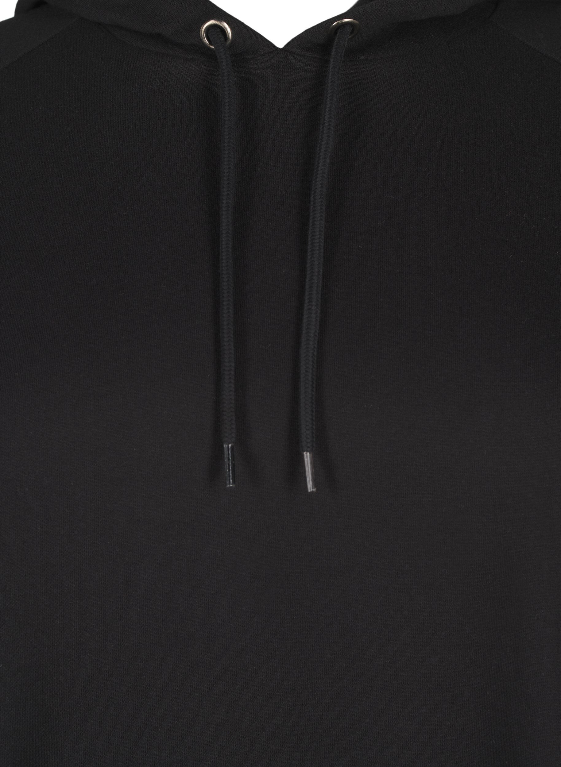 Zizzi Oversized sweatshirt met print op de mouwen, Black w. Silver, Packshot image number 2