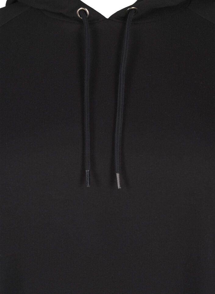 Oversized sweatshirt met print op de mouwen, Black w. Silver, Packshot image number 2