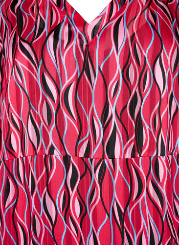 Lange mouwen midi jurk met print, Fuchsia Pink AOP, Packshot image number 2