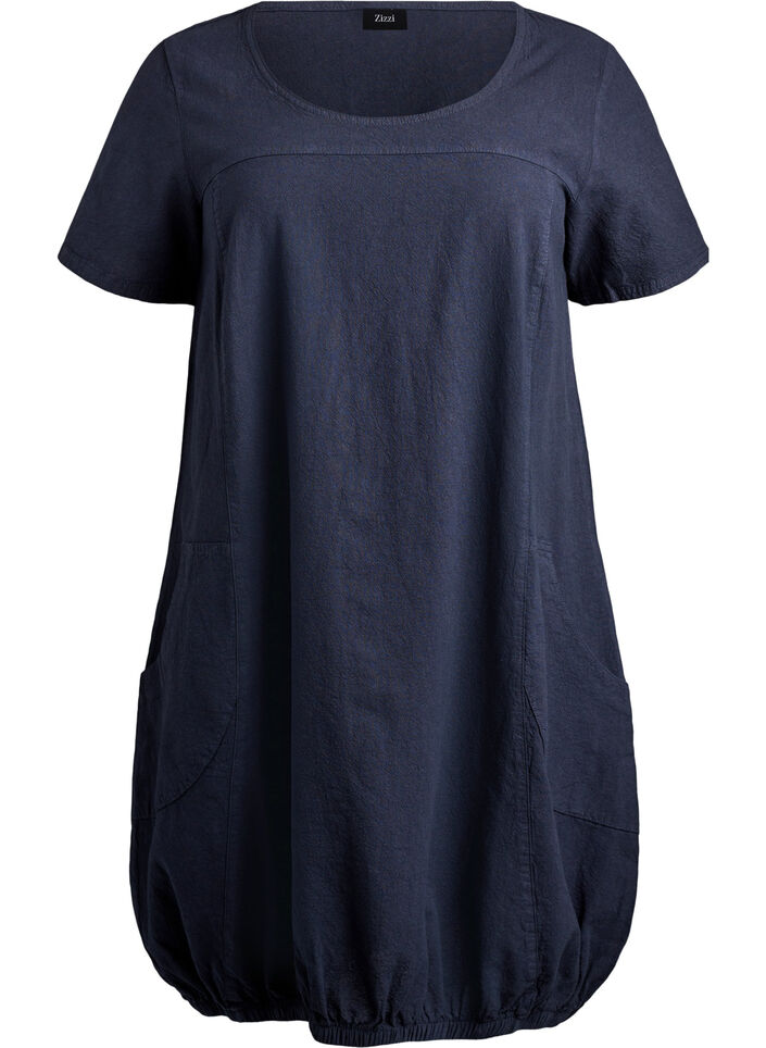 Katoenen jurk met korte mouwen, Blauw, Packshot image number 0