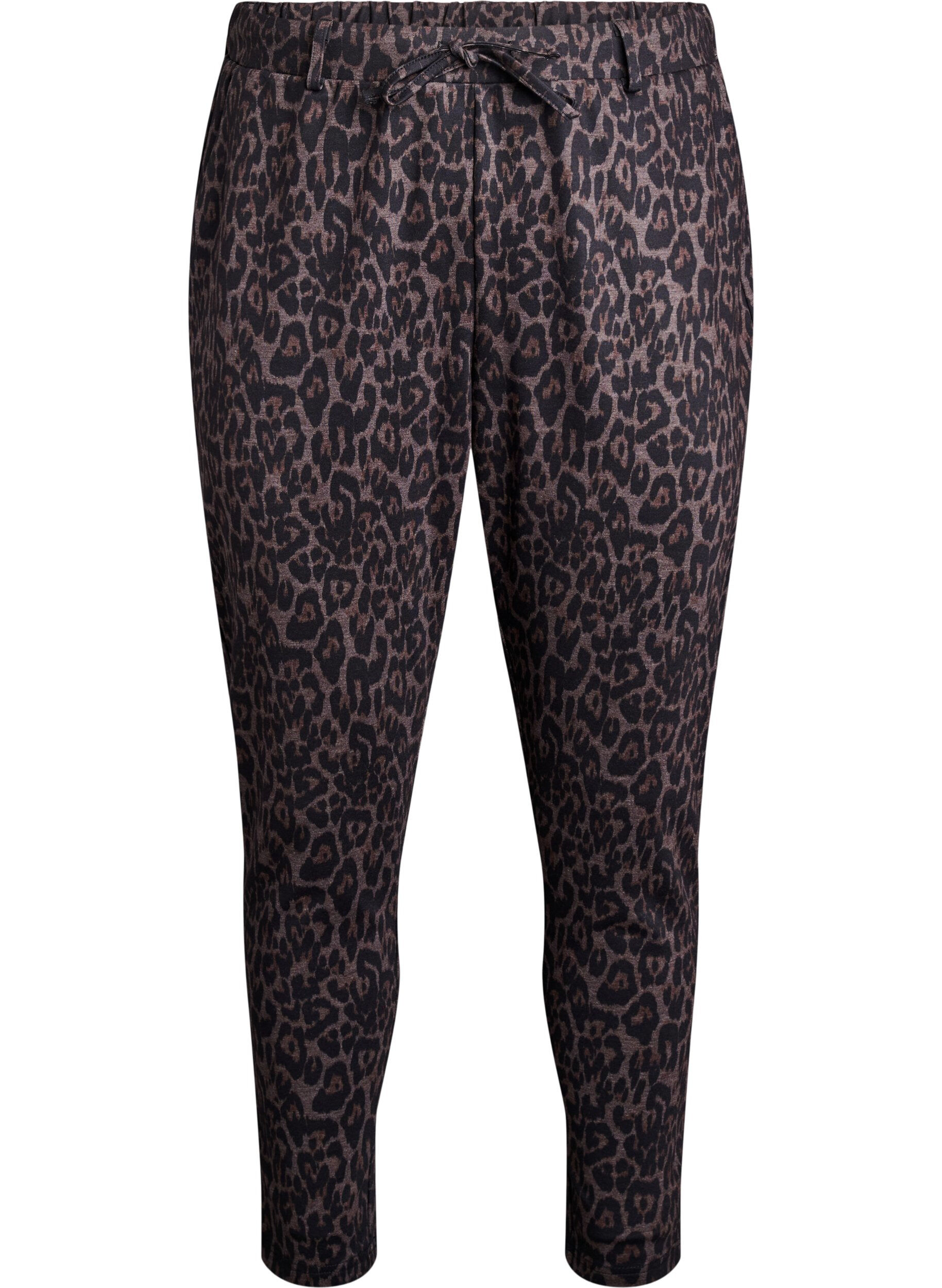Zizzi Gecropte broek met luipaardprint, Bruin, Packshot image number 0