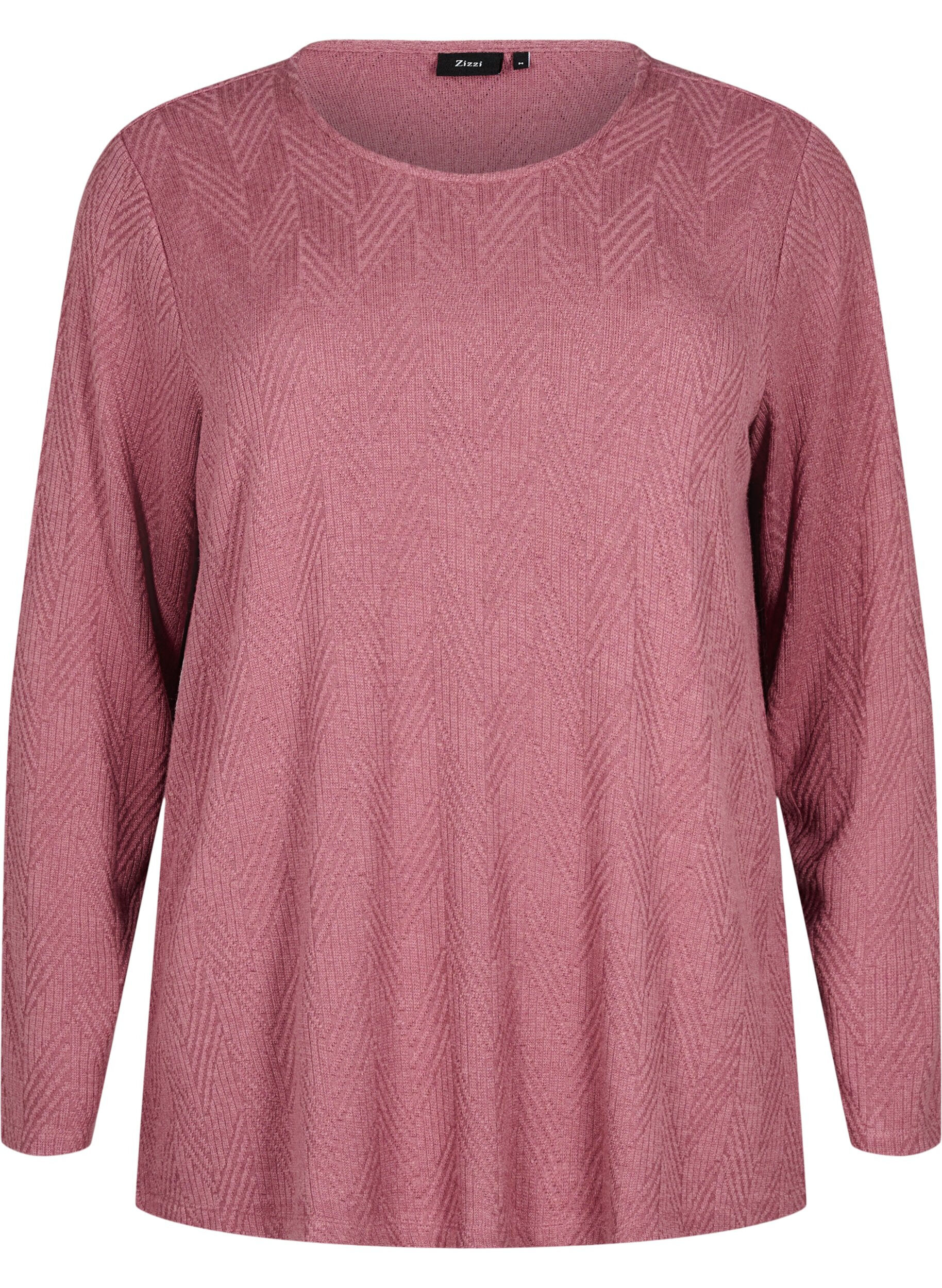 Zizzi Gepatroonde blouse met lange mouwen, Bruin, Packshot image number 0