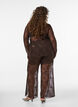 Mesh broek met bloemenborduursels en pailletten, Bruin, Model image number 1