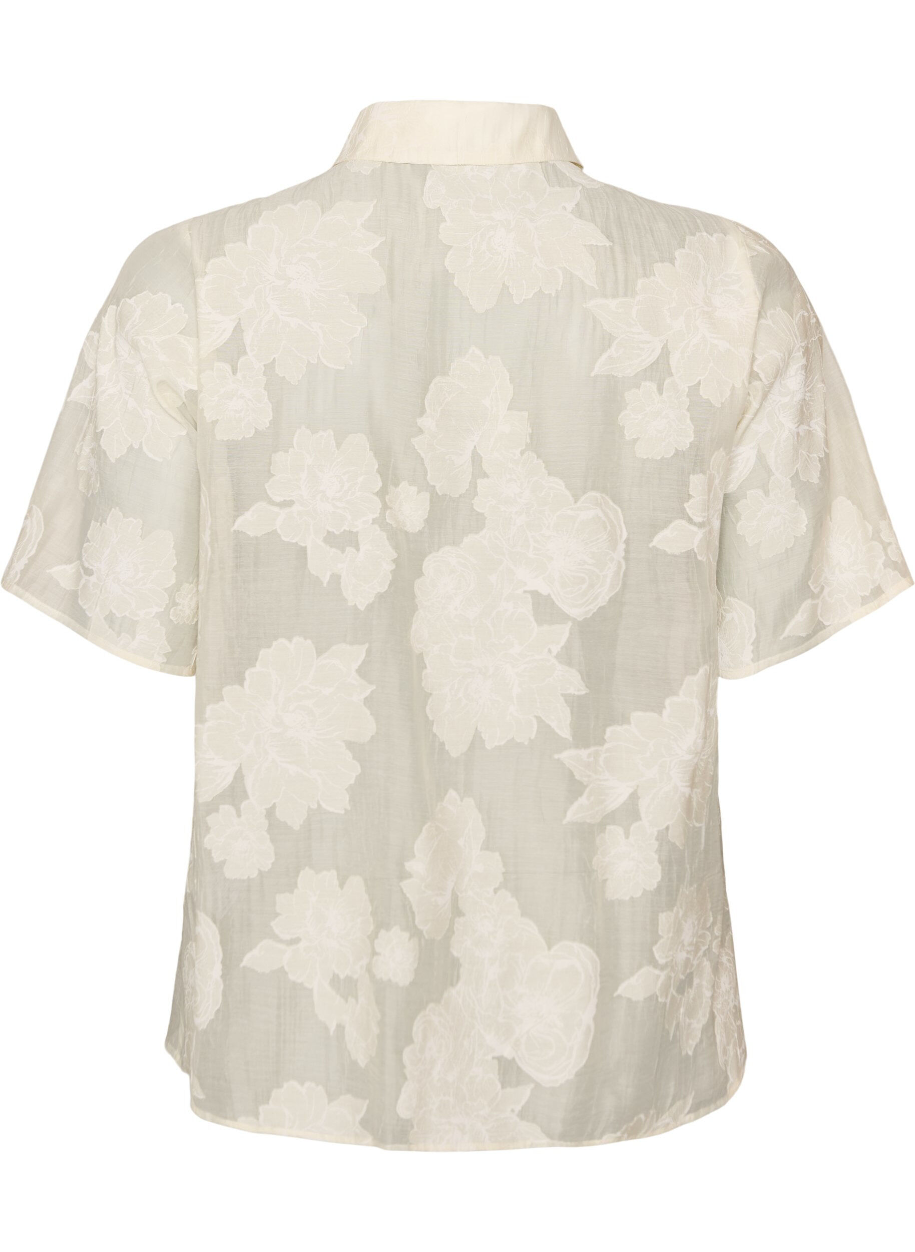 Zizzi Transparante blouse met bloemenprint, Beige, Packshot image number 1