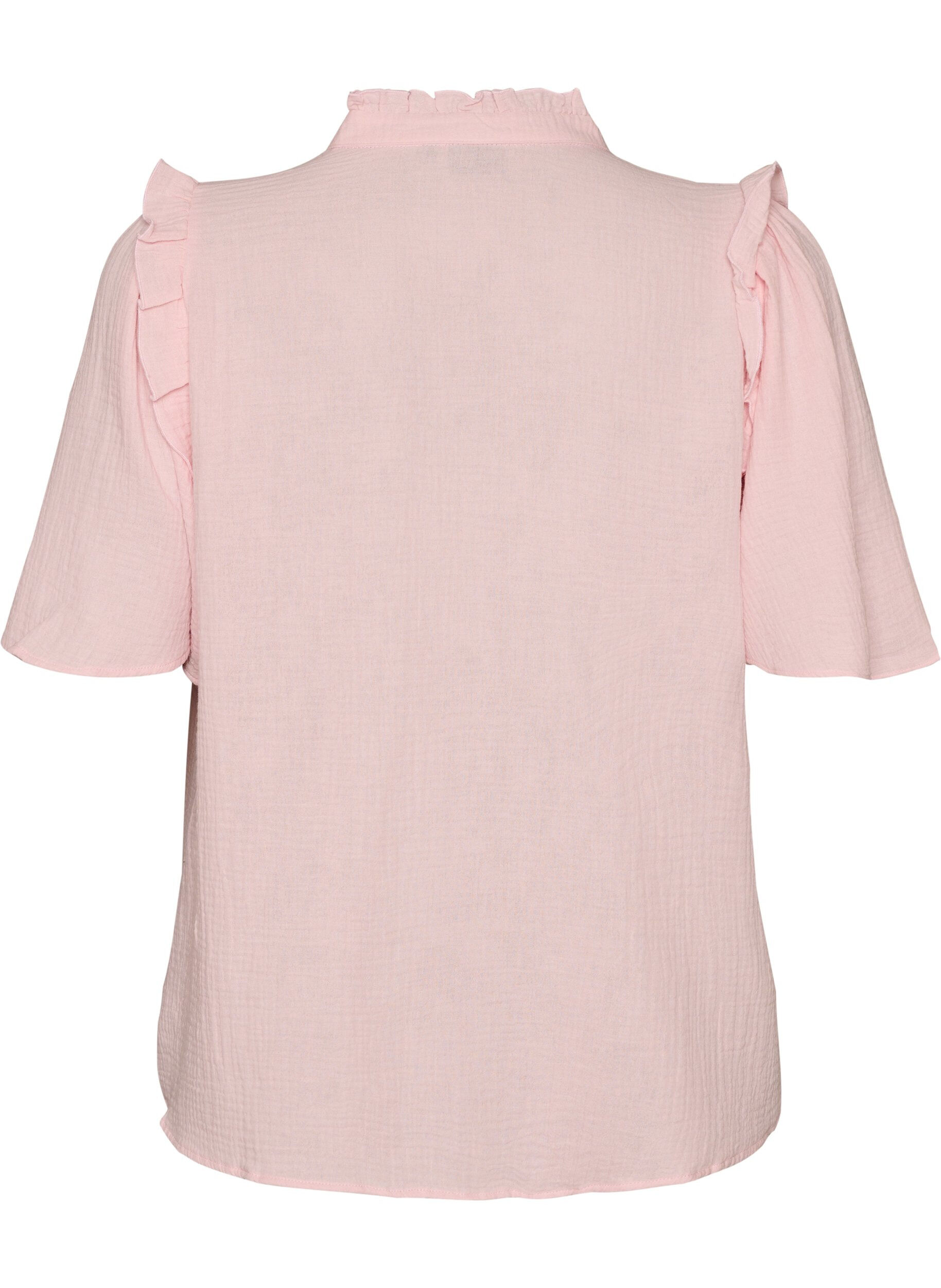 Zizzi Blouse in katoen mousseline met broderie anglaise en 1/2 mouwen, Roze, Packshot image number 1