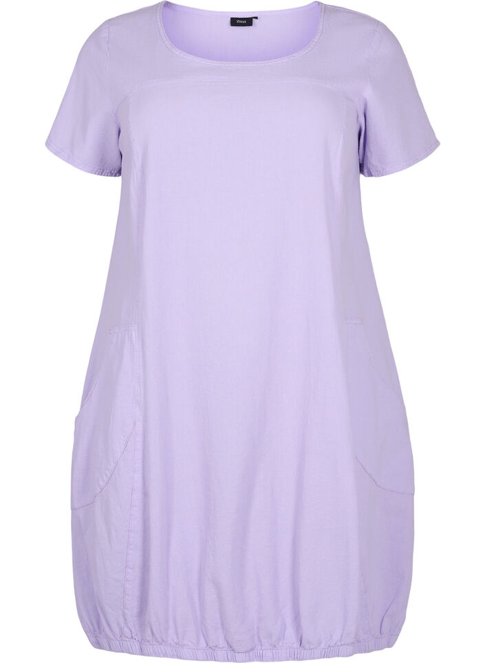 Katoenen jurk met korte mouwen, Lavender, Packshot image number 0