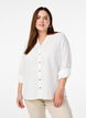 Katoenen blouse met een V-hals, Wit, Model image number 0