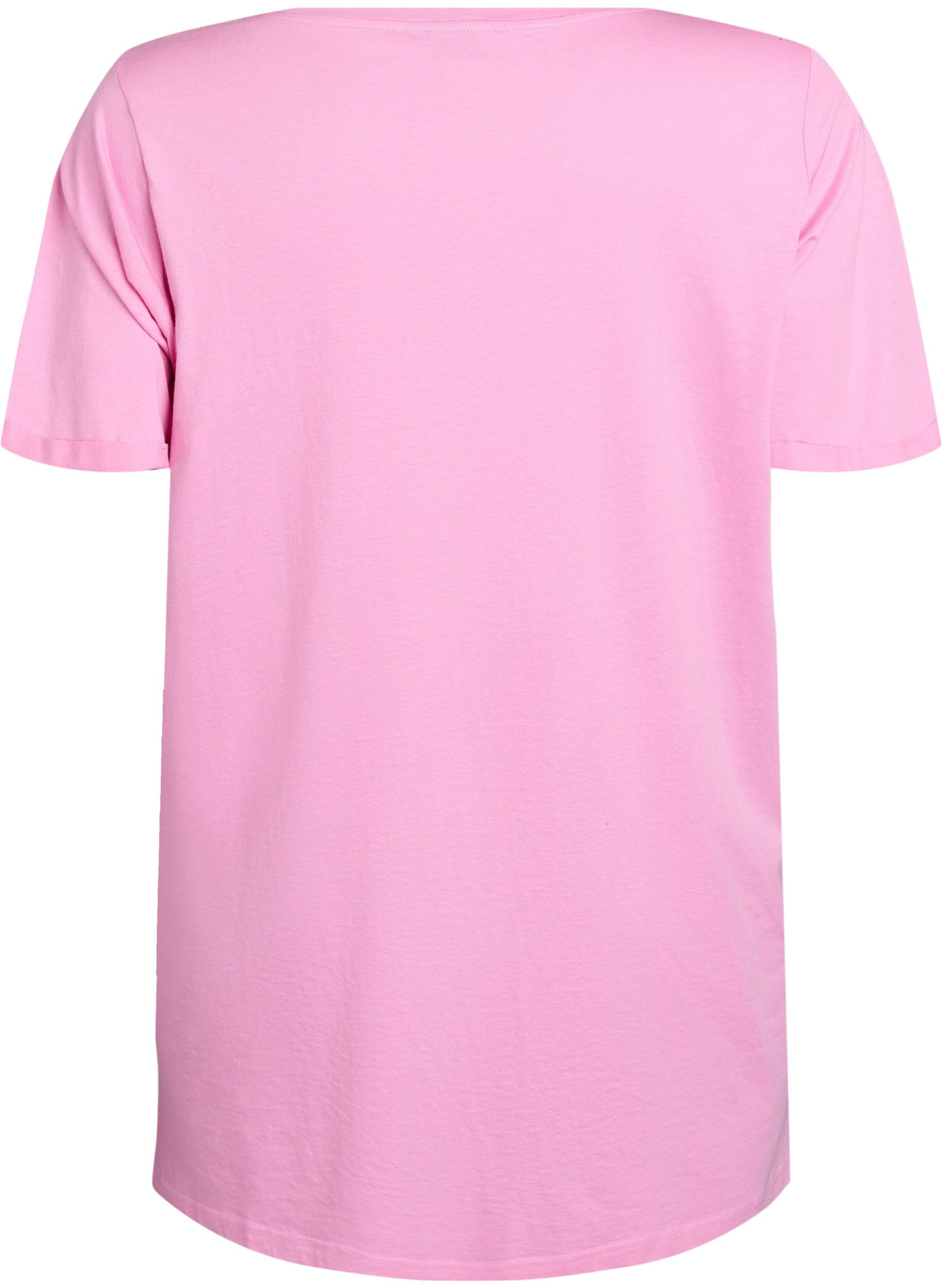 Zizzi Enkelkleurig oversized T-shirt met V-hals, Roze, Packshot image number 1