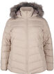 Kort pufferjack met capuchon, Beige, Packshot image number 0