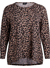 Luipaardprint blouse met lange mouwen, Bruin