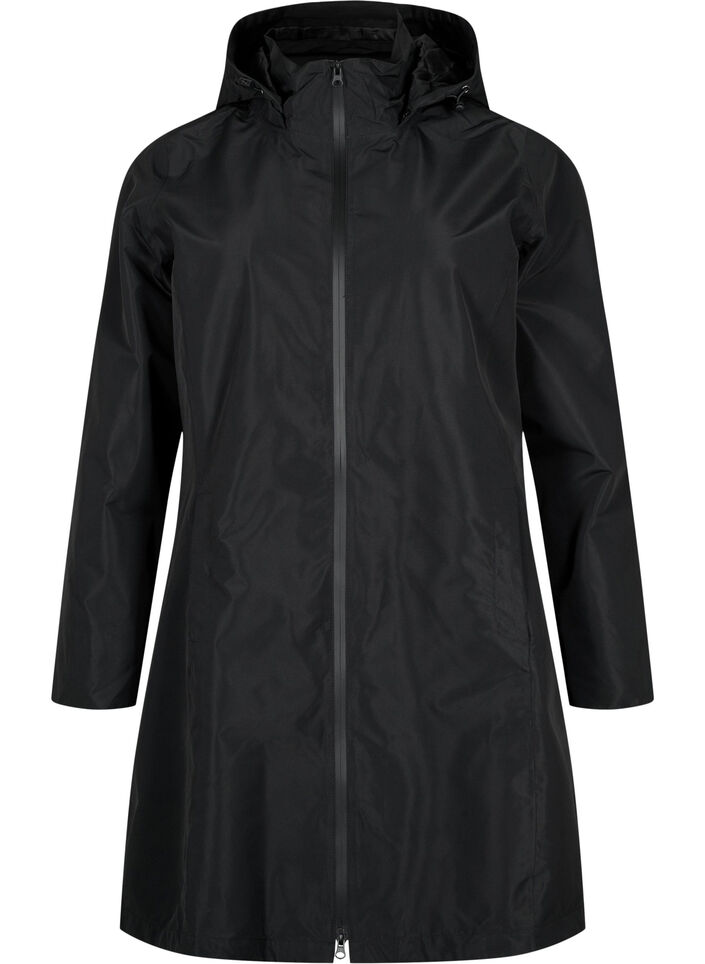 Regenjas met afneembare capuchon en reflex, Black, Packshot image number 0