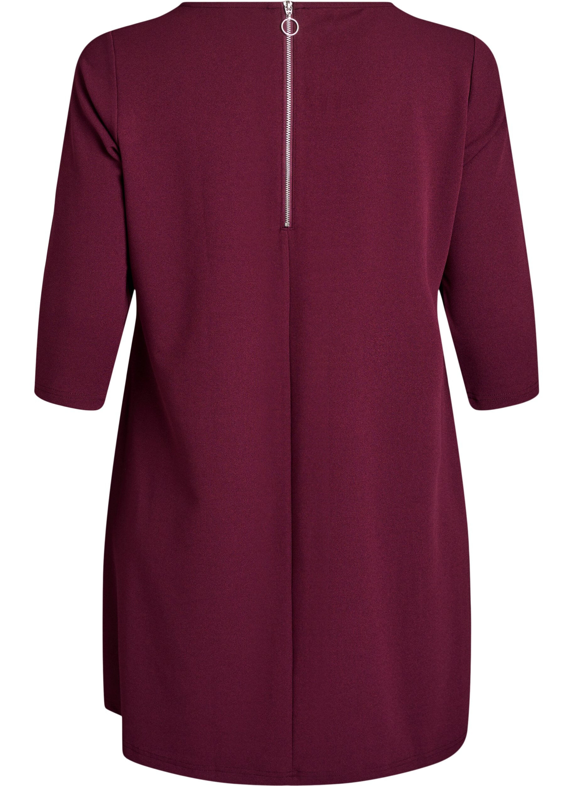 Zizzi FLASH - Korte A-lijn jurk met 3/4 mouwen, Rood, Packshot image number 1