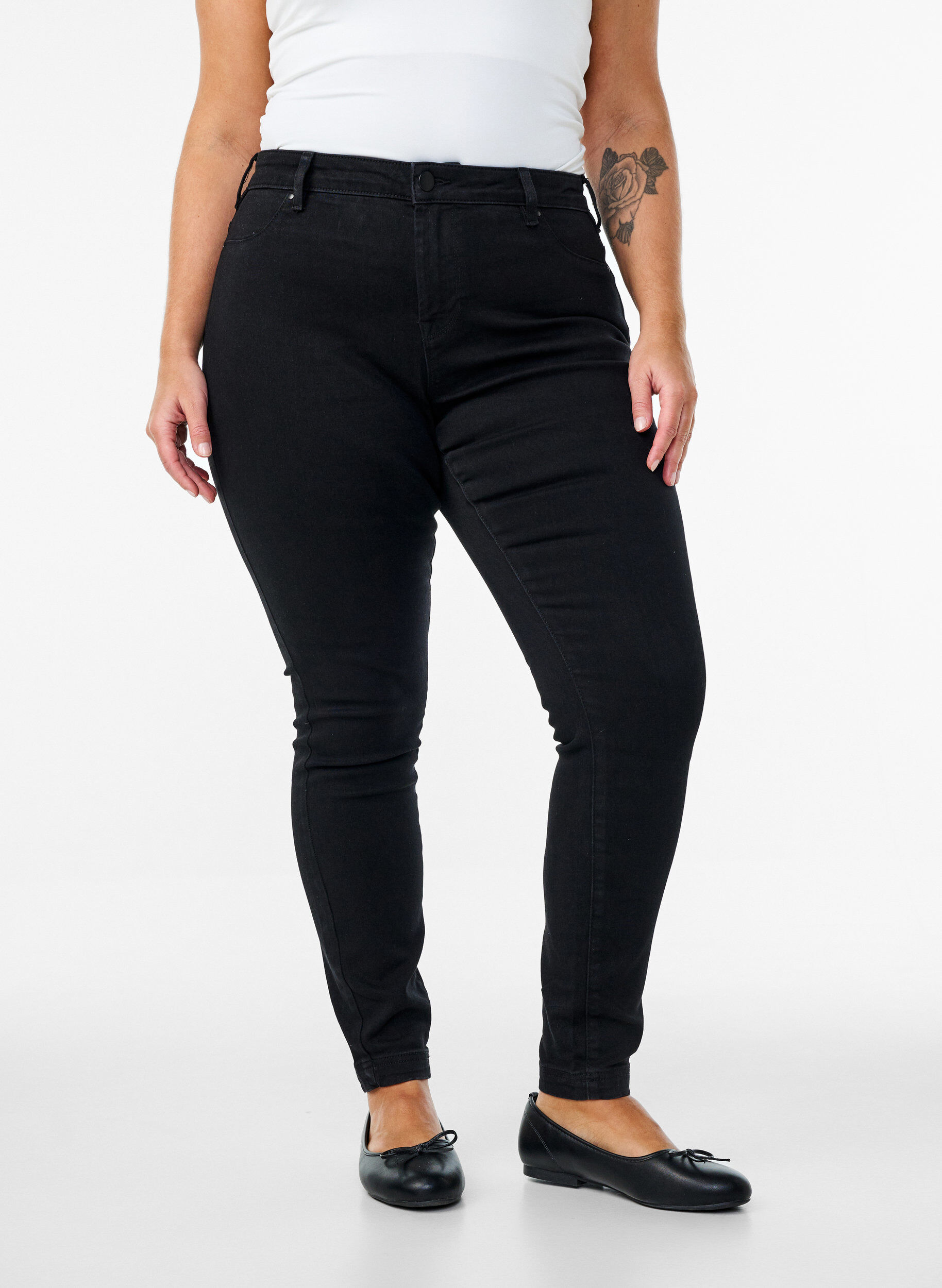 Zizzi Katoenmix jeggings, Zwart, Model image number 2