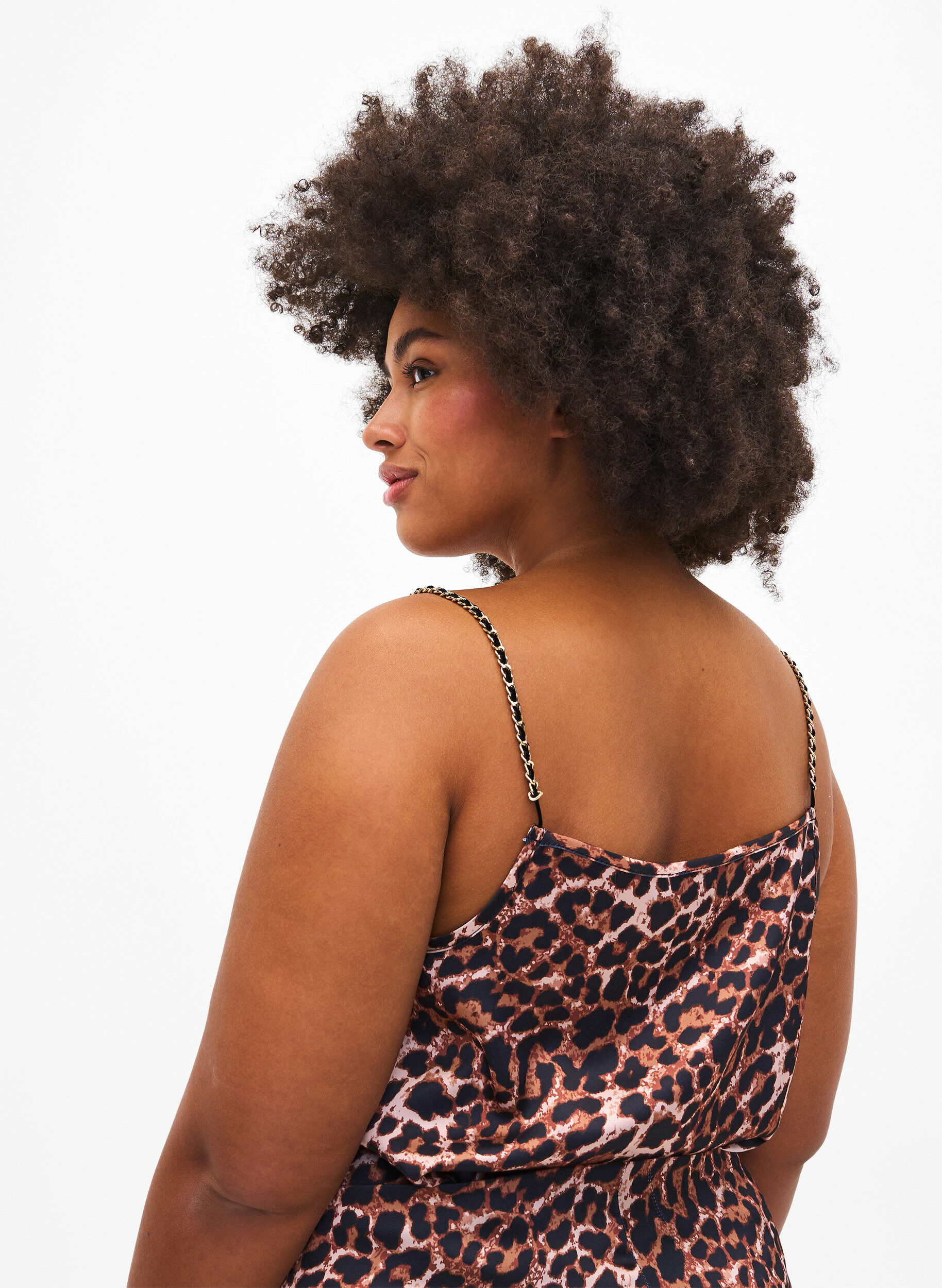 Zizzi Top met luipaardprint en kettingbandje, Leopard AOP, Model image number 1