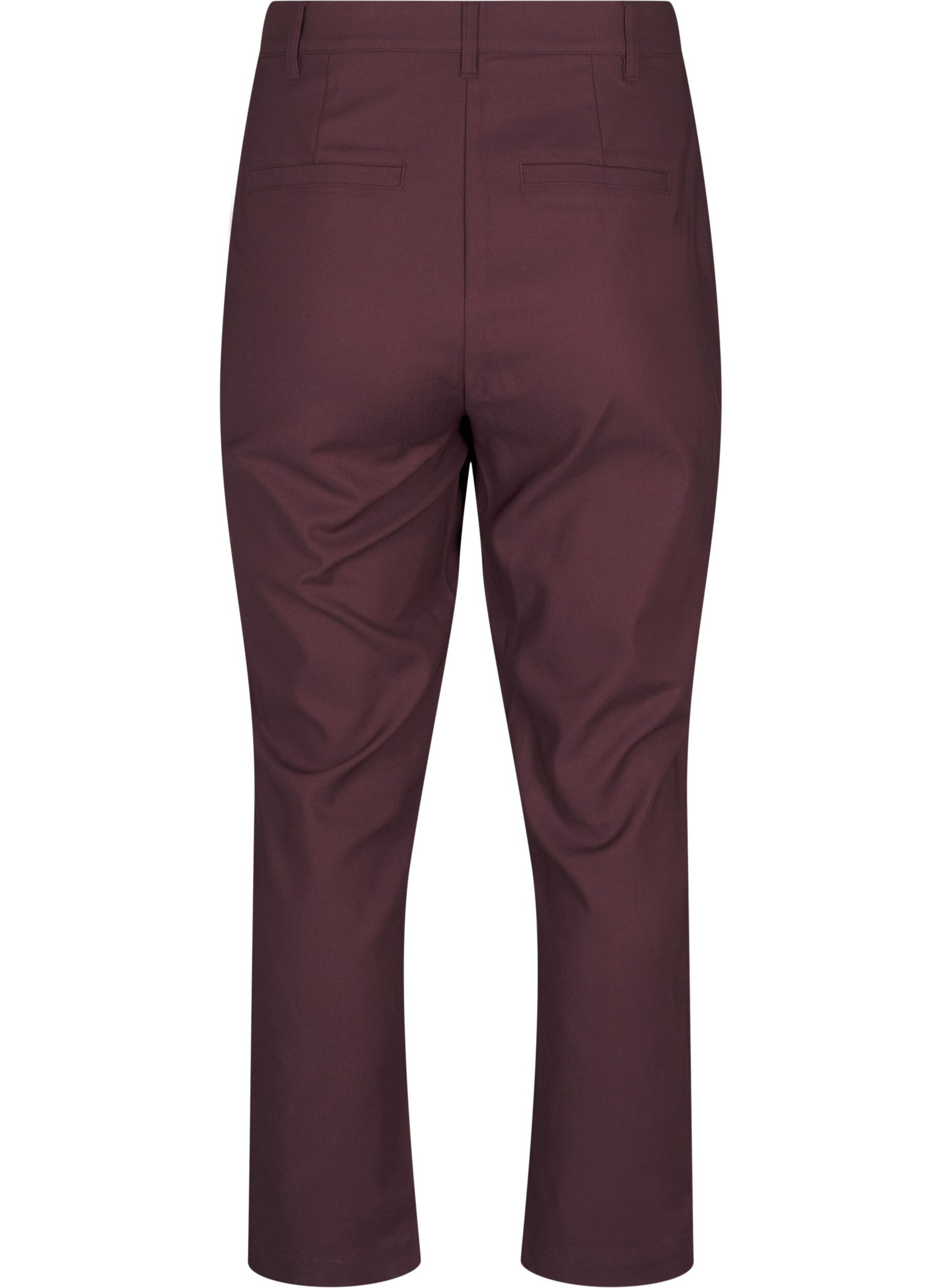 Zizzi Broek met hoge taille en rechte pijpen, Donker Bordeaux, Packshot image number 1