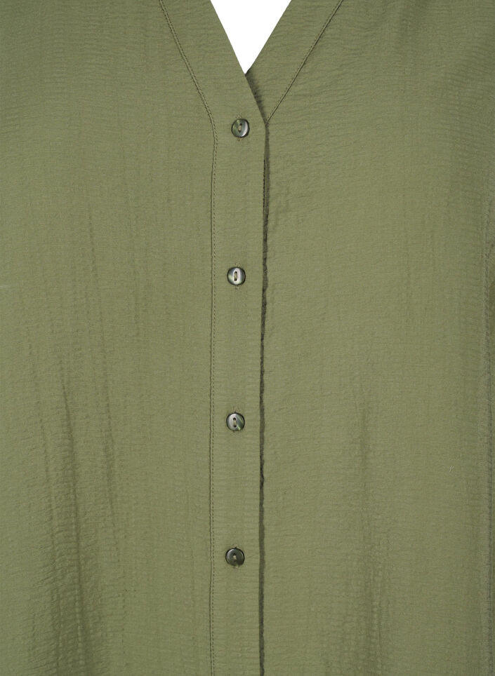 Viscose overhemd blouse met driekwart mouwen., Winter Moss, Packshot image number 2
