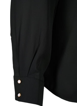 Ruche blouse met parelknopen, Black, Packshot image number 3