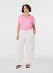 Basic t-shirt in effen kleur met katoen, Roze, Model image number 1