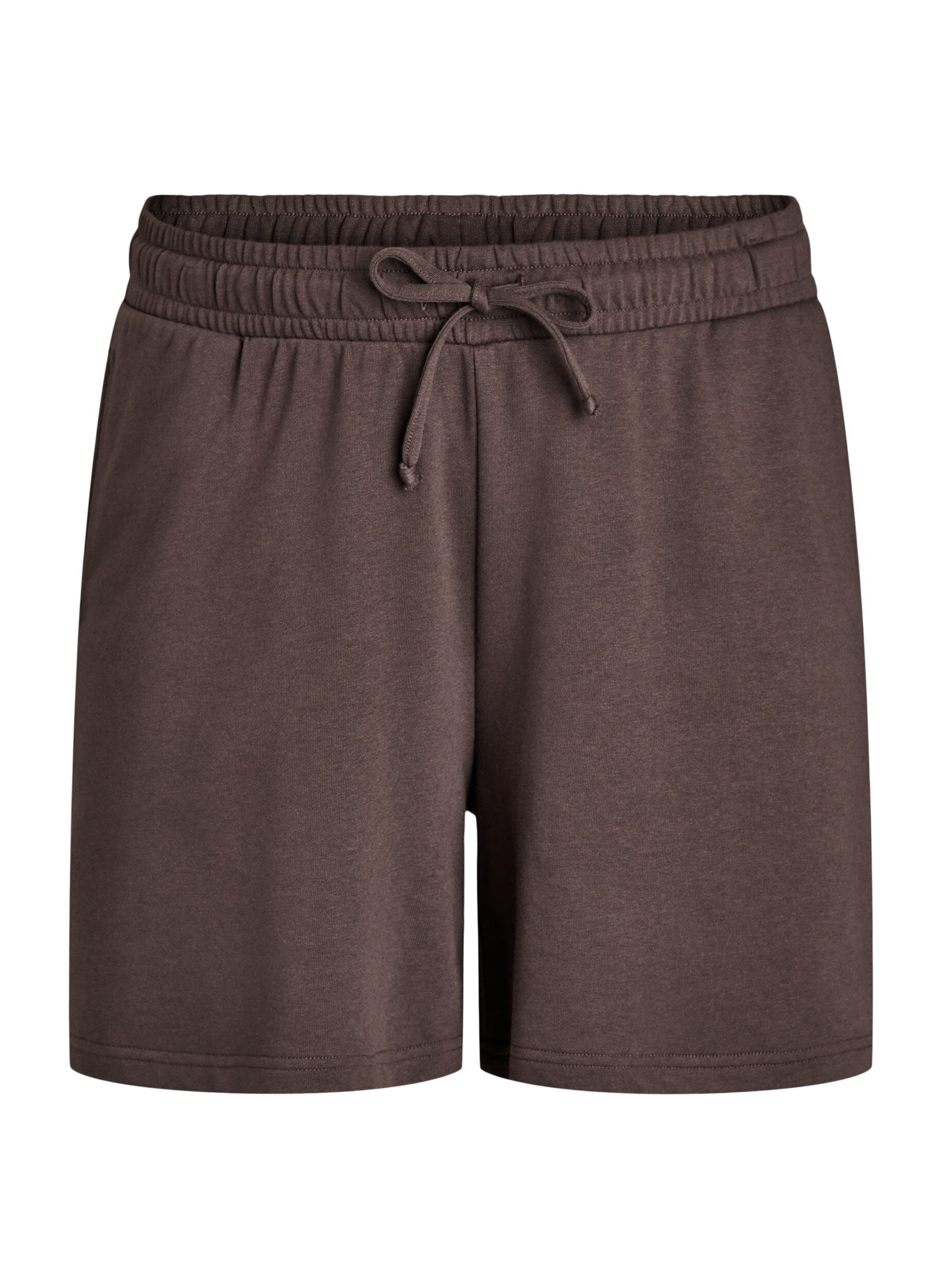 Zizzi High-waist sweatshorts met zakken, Bruin, Packshot image number 0