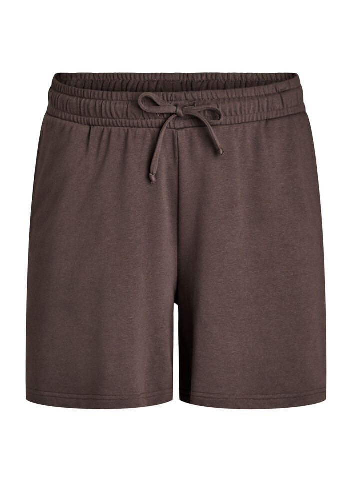 High-waist sweatshorts met zakken, Bruin, Packshot image number 0