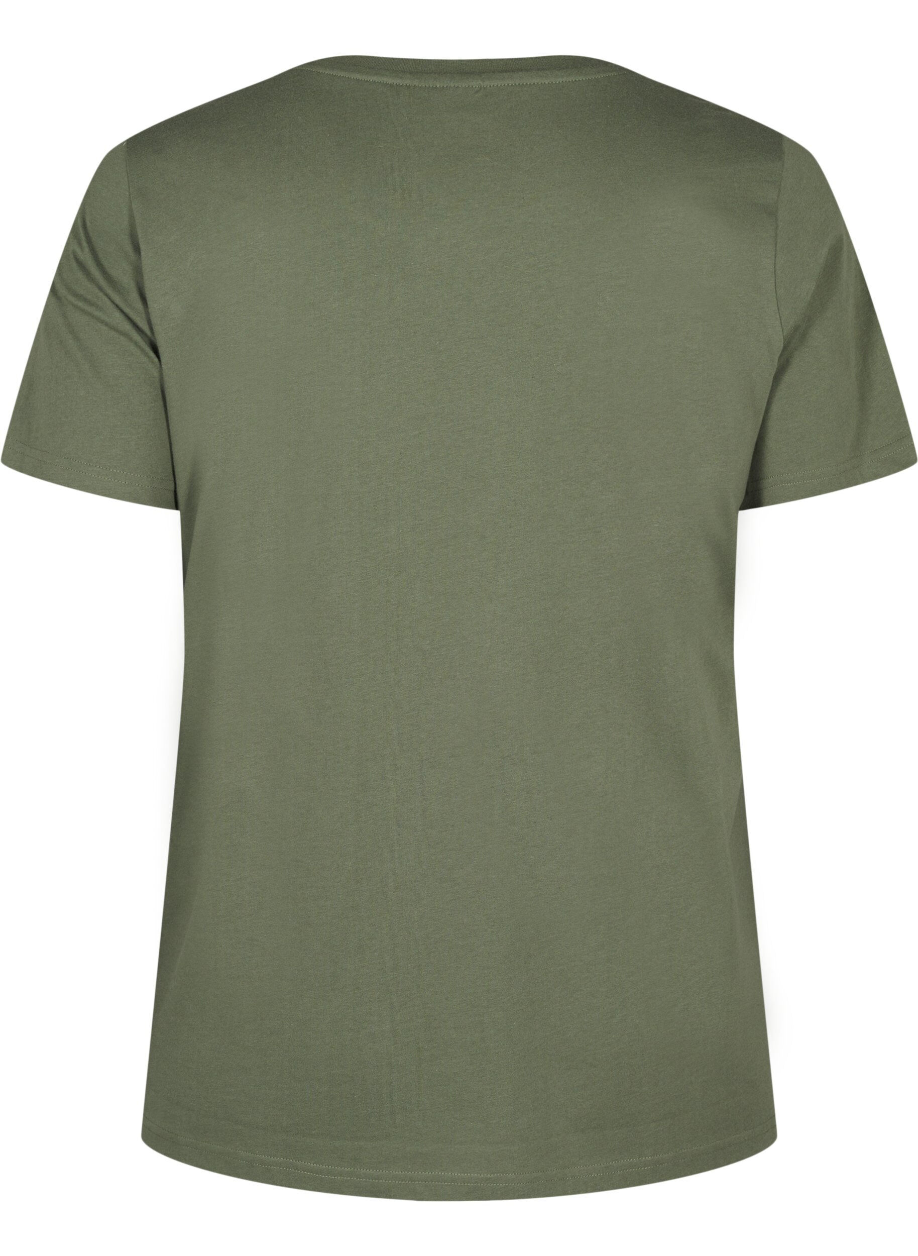 Zizzi T-shirt van biologisch katoen met strikdetail, Thyme, Packshot image number 1